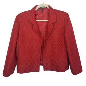 Linda Allard Ellen Tracy Womens 12 Red Holiday Blazer Jacket Notch Collar Lined